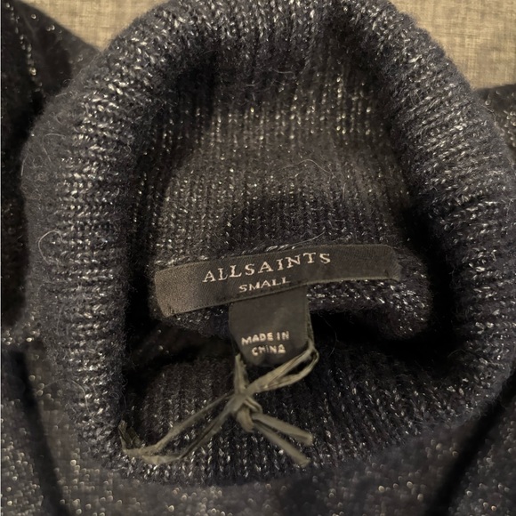 All Saints Amos 2-In-1 Satin Maxi Dress S . Navy sparkle blue - Picture 7 of 11